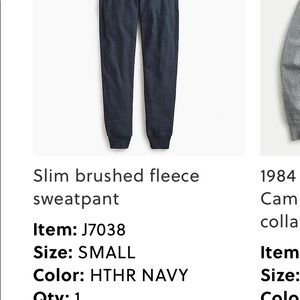 J Crew Men’s Slim brushed fleece - heather navy